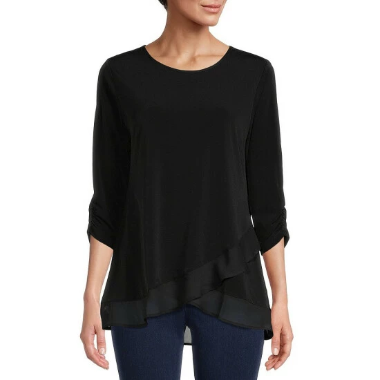 Top 10 ๐ฅ Allison Daley Petite Size 3/4 Ruched Sleeve Faux Wrap Round Neck Uneven Hem Top Black ๐ 3 Top 10 ๐ฅ Allison Daley Petite Size 3/4 Ruched Sleeve Faux Wrap Round Neck Uneven Hem Top Black ๐