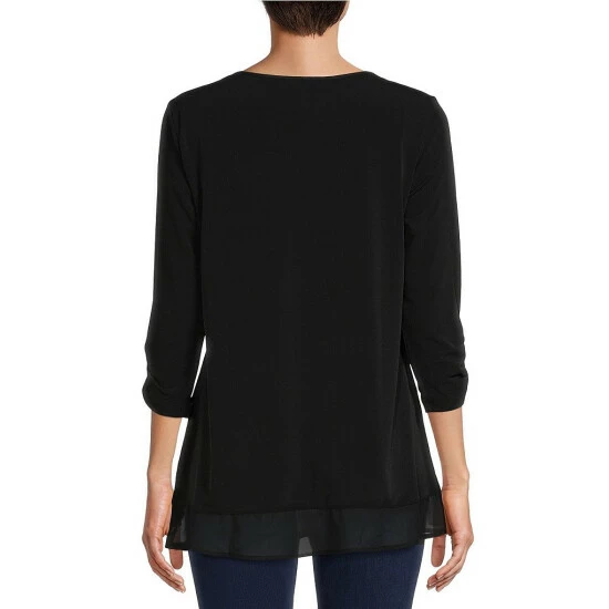 Top 10 ๐ฅ Allison Daley Petite Size 3/4 Ruched Sleeve Faux Wrap Round Neck Uneven Hem Top Black ๐ 4 Top 10 ๐ฅ Allison Daley Petite Size 3/4 Ruched Sleeve Faux Wrap Round Neck Uneven Hem Top Black ๐ - Image 2