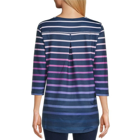 Wholesale ๐ฅ Allison Daley Ombre Stripe Print 3/4 Sleeve Crew Neck Knit Tunic Soft Ombre Stripe ๐ฏ 4 Wholesale ๐ฅ Allison Daley Ombre Stripe Print 3/4 Sleeve Crew Neck Knit Tunic Soft Ombre Stripe ๐ฏ - Image 2