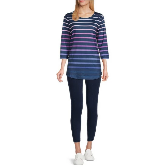Wholesale ๐ฅ Allison Daley Ombre Stripe Print 3/4 Sleeve Crew Neck Knit Tunic Soft Ombre Stripe ๐ฏ 5 Wholesale ๐ฅ Allison Daley Ombre Stripe Print 3/4 Sleeve Crew Neck Knit Tunic Soft Ombre Stripe ๐ฏ - Image 3