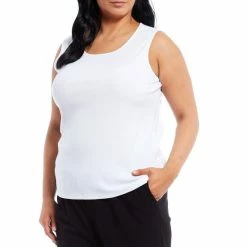 Brand new 🔔 Allison Daley Plus Size Knit Scoop Neck Sleeveless Tank White 🥰
