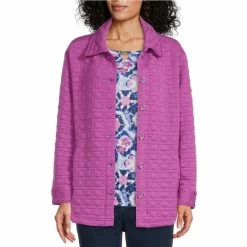 Best deal π― Allison Daley Long Sleeve Point Collar Button Front Quilted Shacket Iris Orchid π―