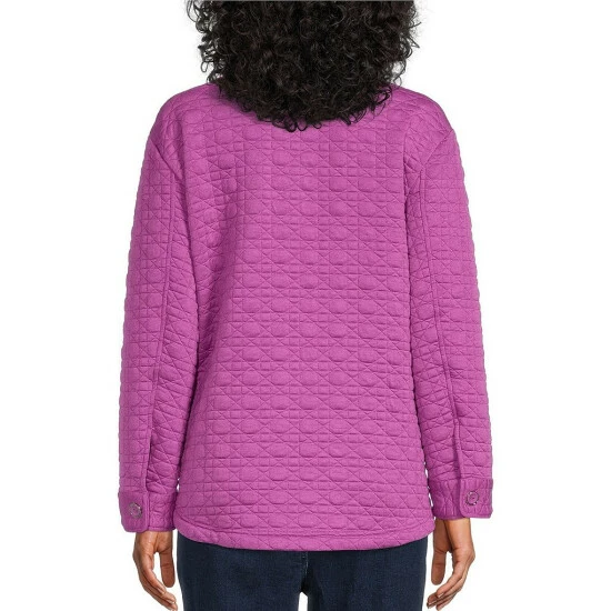 Best deal π― Allison Daley Long Sleeve Point Collar Button Front Quilted Shacket Iris Orchid π― - Image 2