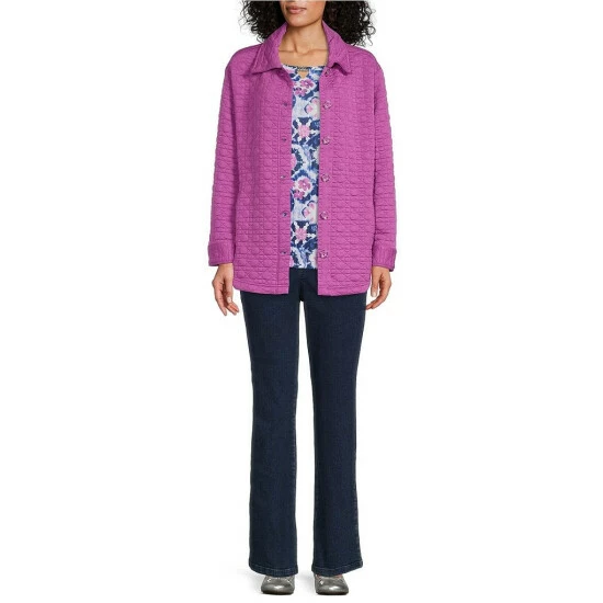 Best deal π― Allison Daley Long Sleeve Point Collar Button Front Quilted Shacket Iris Orchid π― - Image 3