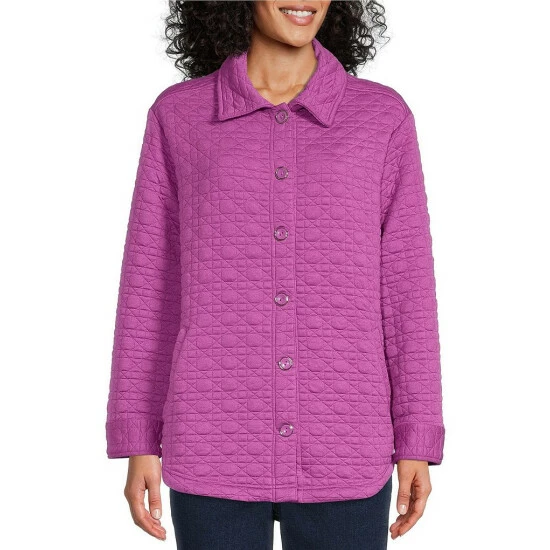 Best deal π― Allison Daley Long Sleeve Point Collar Button Front Quilted Shacket Iris Orchid π― - Image 4