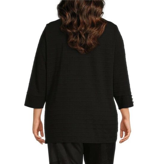 Coupon π₯ Allison Daley Plus Size 3/4 Sleeve Open Front Patch Pocket Cardigan True Navy 𧨠- Image 2