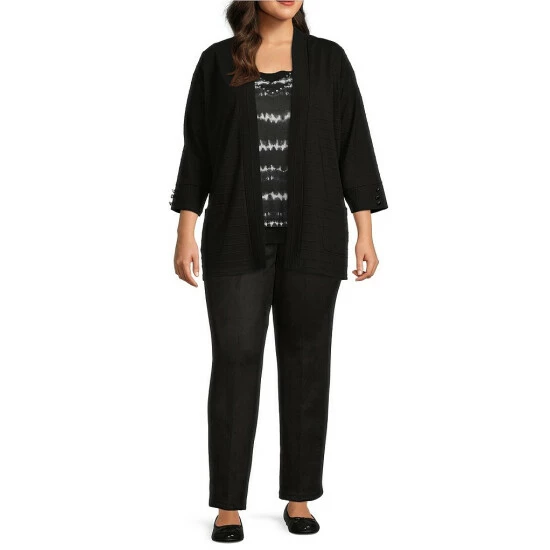 Coupon π₯ Allison Daley Plus Size 3/4 Sleeve Open Front Patch Pocket Cardigan True Navy 𧨠- Image 3