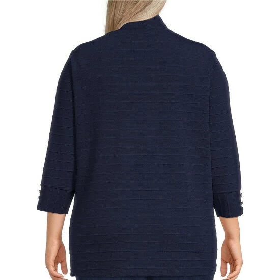 Coupon π₯ Allison Daley Plus Size 3/4 Sleeve Open Front Patch Pocket Cardigan True Navy 𧨠- Image 5