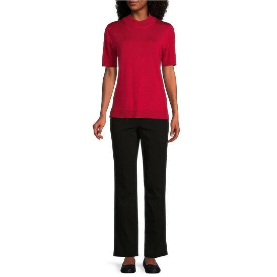 Best Pirce π₯ Allison Daley Petite Size Short Sleeve Mock Neck Sweater Crimson β¨ - Image 3