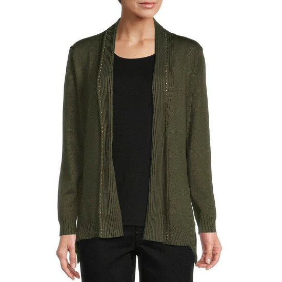 Hot Sale π Allison Daley Long Sleeve Rhinestone Embellished Open Front Cardigan Burnt Ochre π₯ - Image 7