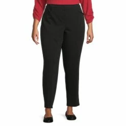 Best Sale π₯ Allison Daley Plus Size Straight Leg Pull-On Elastic Waist Ponte Pants Black β¨