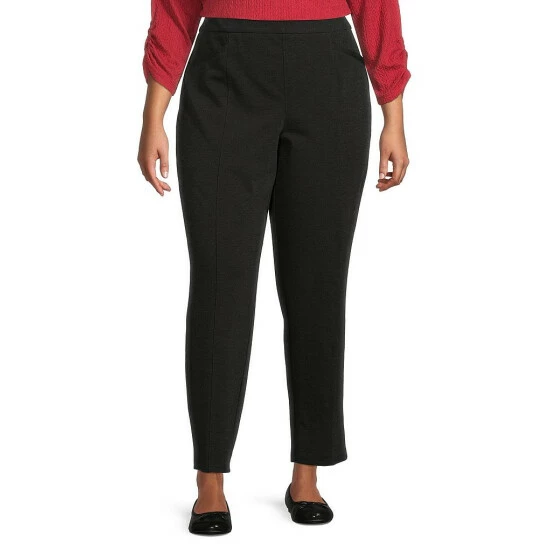 Best Sale π₯ Allison Daley Plus Size Straight Leg Pull-On Elastic Waist Ponte Pants Black β¨