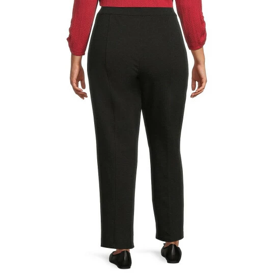 Best Sale π₯ Allison Daley Plus Size Straight Leg Pull-On Elastic Waist Ponte Pants Black β¨ - Image 2