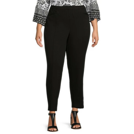 Best Sale π₯ Allison Daley Plus Size Straight Leg Pull-On Elastic Waist Ponte Pants Black β¨ - Image 4