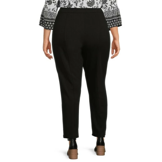 Best Sale π₯ Allison Daley Plus Size Straight Leg Pull-On Elastic Waist Ponte Pants Black β¨ - Image 5
