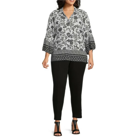 Best Sale π₯ Allison Daley Plus Size Straight Leg Pull-On Elastic Waist Ponte Pants Black β¨ - Image 6