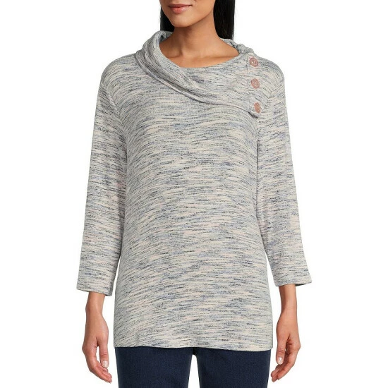Wholesale βοΈ Allison Daley 3/4 Sleeve Split Neck Knit Top Blush Multi π―