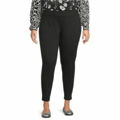 Deals 😍 Allison Daley Plus Size Heather Ponte Elastic Waist Pull-On Leggings Charcoal 🌟