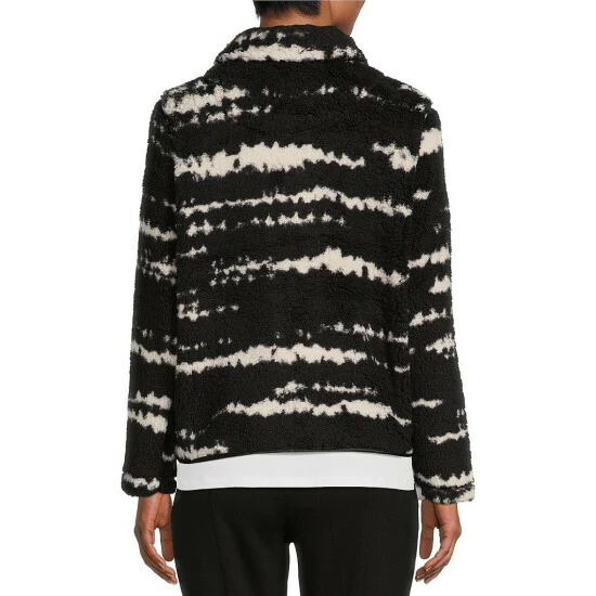 Best Sale ⌛ Allison Daley Textured Stripe Print Sherpa Fleece Long Sleeve Zip Front Jacket Black/white 🥰 4 Best Sale ⌛ Allison Daley Textured Stripe Print Sherpa Fleece Long Sleeve Zip Front Jacket Black/white 🥰 - Image 2