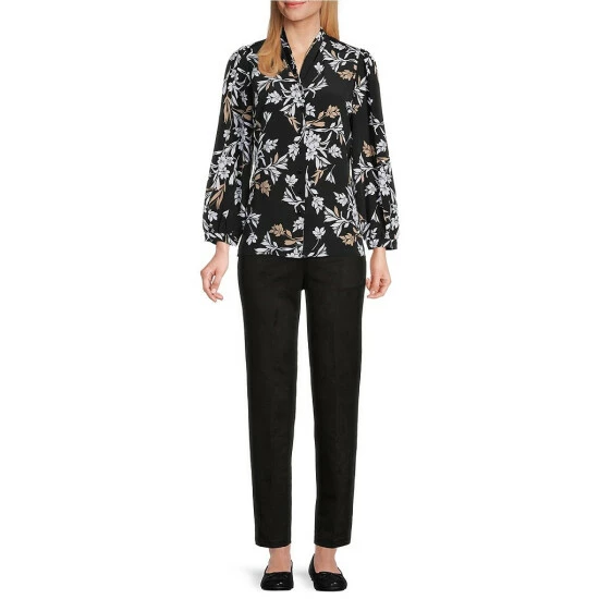 Best deal π Allison Daley Floral Print Long Sleeve V-Neck Button Front Top Iris Floral π€© - Image 3