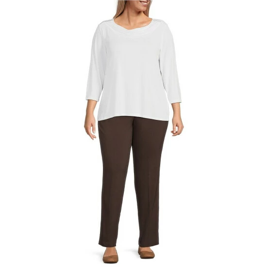 Hot Sale ๐ Allison Daley Plus Size 3/4 Sleeve Drape Neck Knit Top White ๐ 5 Hot Sale ๐ Allison Daley Plus Size 3/4 Sleeve Drape Neck Knit Top White ๐ - Image 3