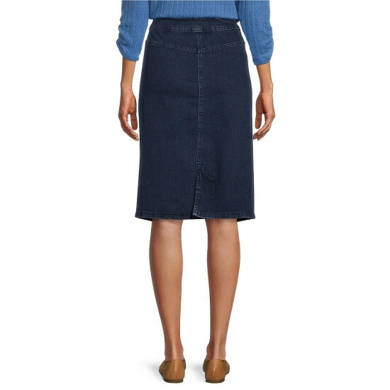 Best deal π₯ Allison Daley Petite Size Stretch Denim Elastic Waist Pull-On Pencil π Skirt Dark Indigo π - Image 2