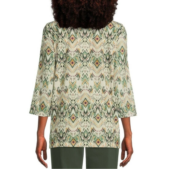 Discount π Allison Daley 3/4 Sleeve Criss Cross V-Neck Knit Top Indo Ikat π - Image 2