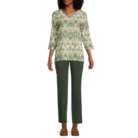 Discount π Allison Daley 3/4 Sleeve Criss Cross V-Neck Knit Top Indo Ikat π - Image 3