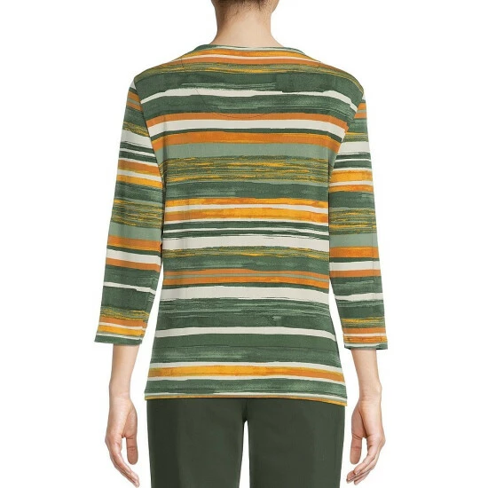 Deals 🔥 Allison Daley Watercolor Stripe Print 3/4 Sleeve Drape Neck Knit Top 🎉 7 Deals 🔥 Allison Daley Watercolor Stripe Print 3/4 Sleeve Drape Neck Knit Top 🎉 - Image 5