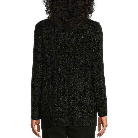 Best deal 𧨠Allison Daley Long Sleeve Open Front Metallic Chenille Cardigan Silver β - Image 2