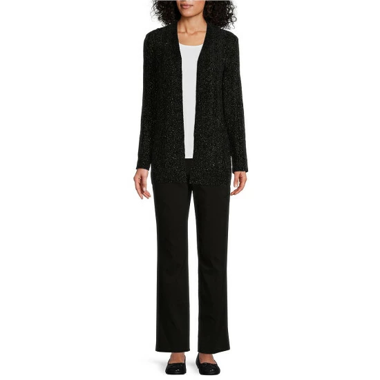 Best deal 𧨠Allison Daley Long Sleeve Open Front Metallic Chenille Cardigan Silver β - Image 3