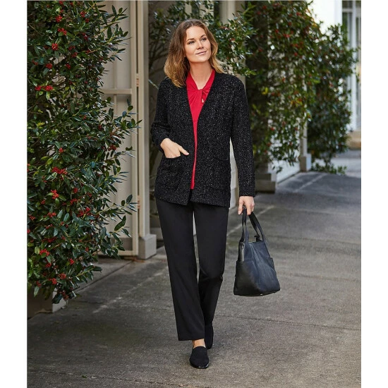 Best deal 𧨠Allison Daley Long Sleeve Open Front Metallic Chenille Cardigan Silver β - Image 4