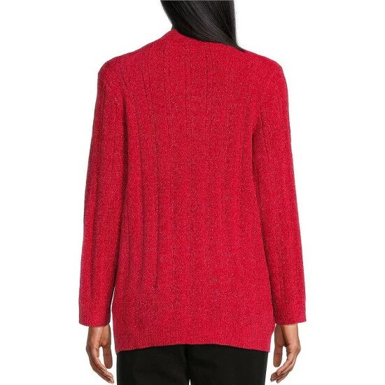 Best deal 𧨠Allison Daley Long Sleeve Open Front Metallic Chenille Cardigan Silver β - Image 6