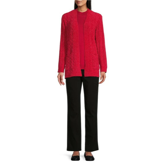 Best deal 𧨠Allison Daley Long Sleeve Open Front Metallic Chenille Cardigan Silver β - Image 7